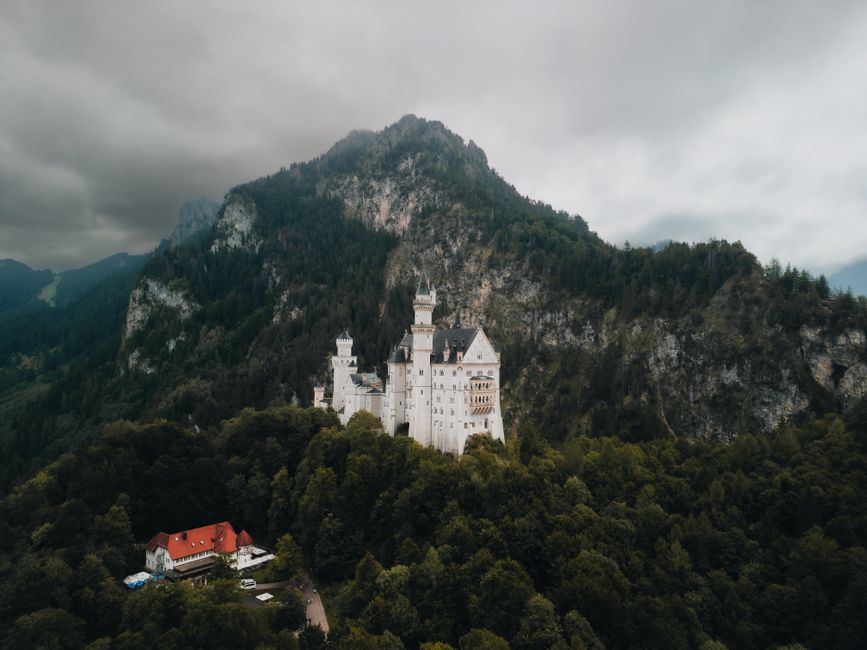 Discover the enchanting Neuschwanstein Castle nestled in the Bavarian Alps, Germany.